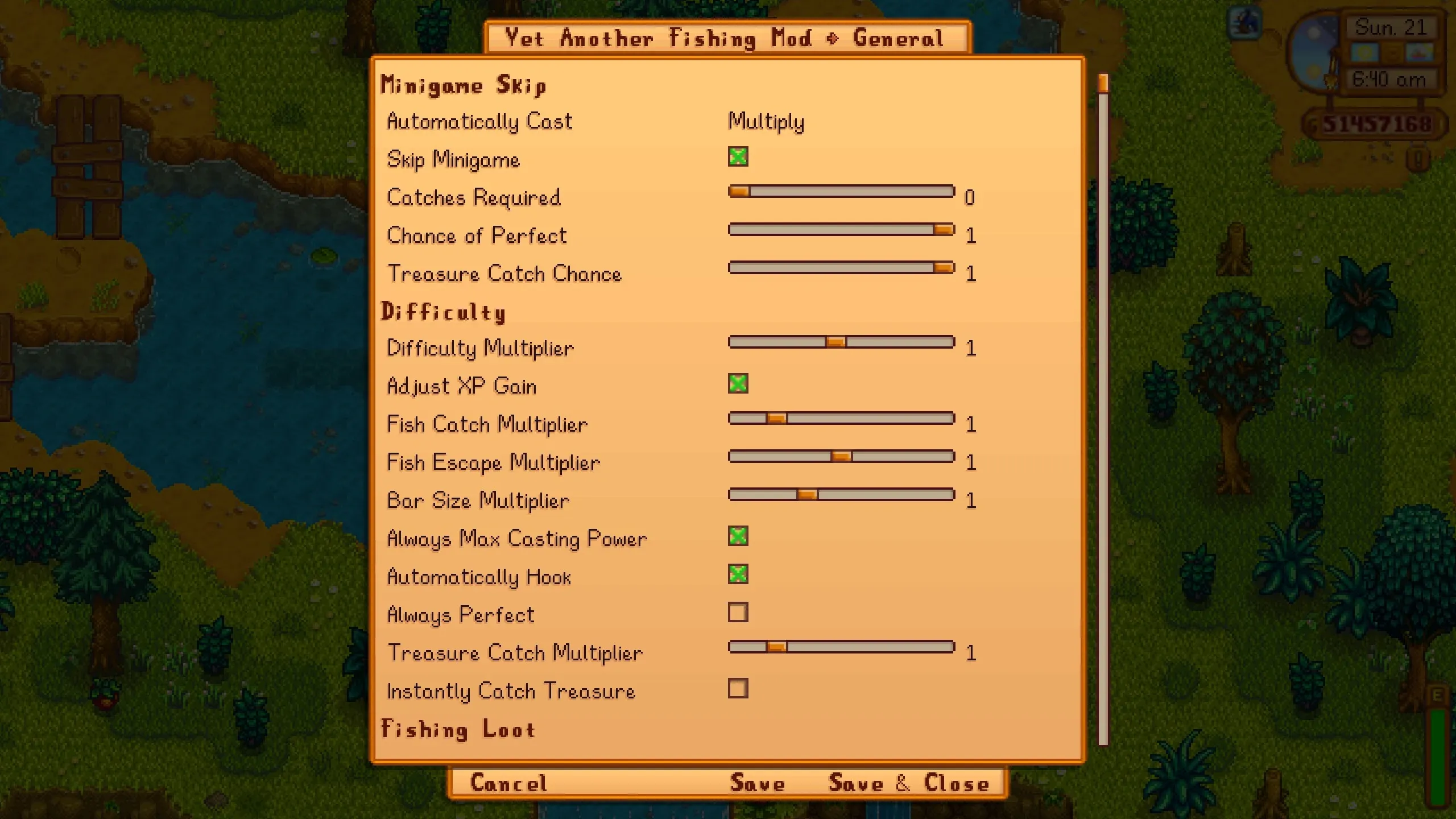 Yet Another Fishing Mod